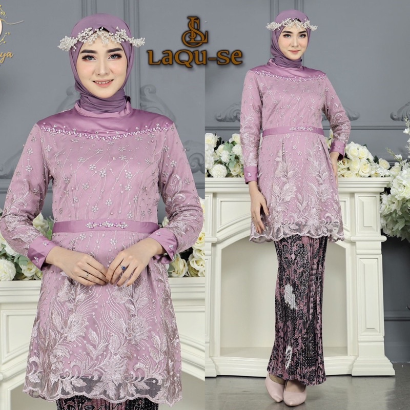 Set Kebaya Tunik Tille Mix Velvet Variasi Payet Mutiara Kebaya Tunik Modern Kebaya Tunik Brokat Kebaya Wisuds