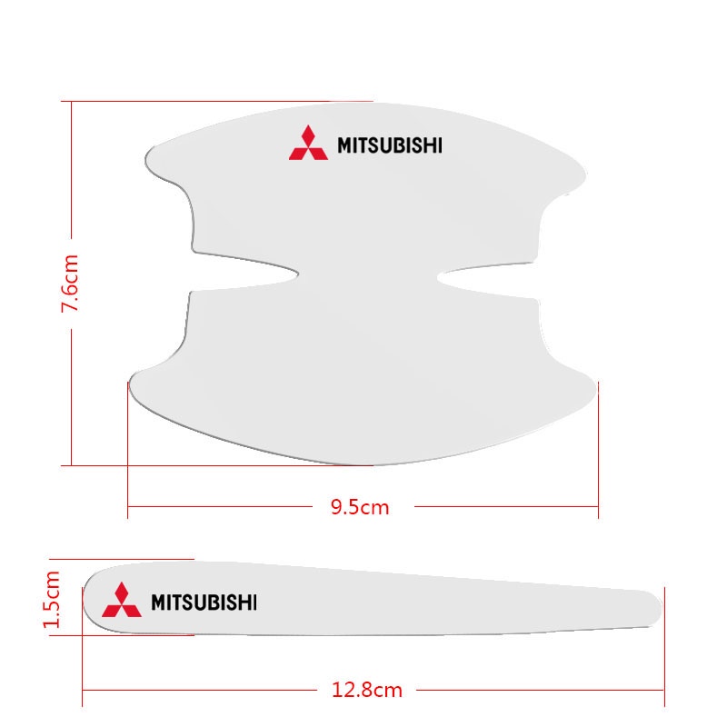 8Pcs Transparan Pegangan Pintu Mobil Stiker Pelindung Gores untuk Mitsubishi