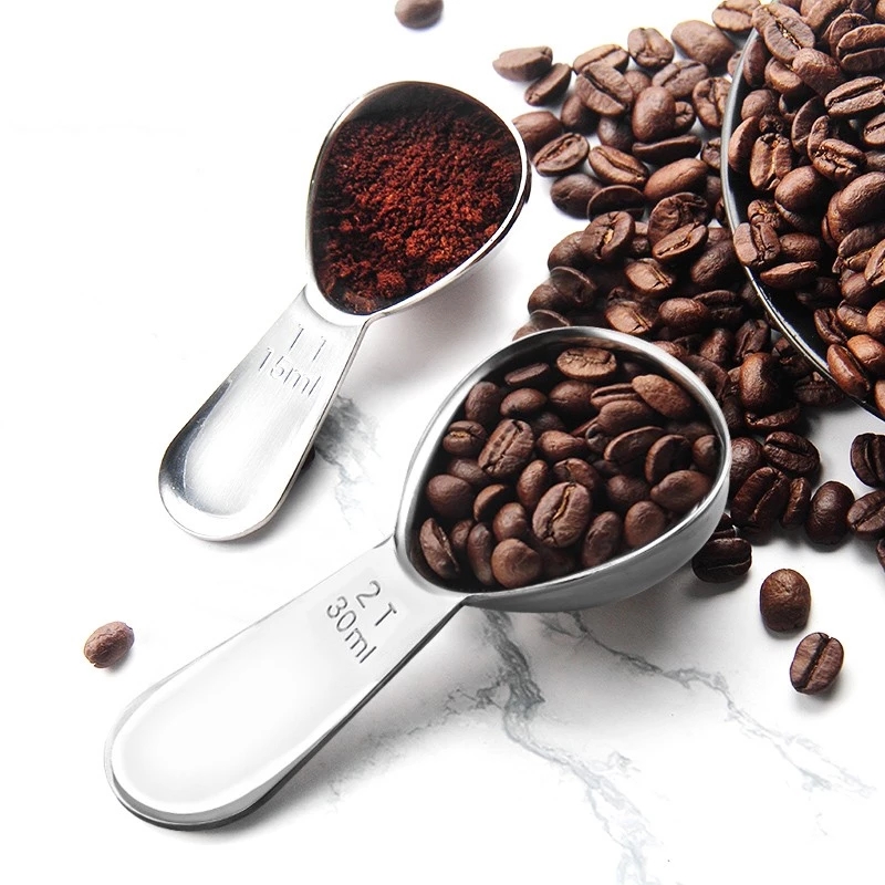 Hot Sale /15/30ml Sendok Takar Gula Kopi Stainless Steel/Sugar Powder Tea Measuring Scoop With Scale Sendok Ukur Dapur Coffee Accessorie