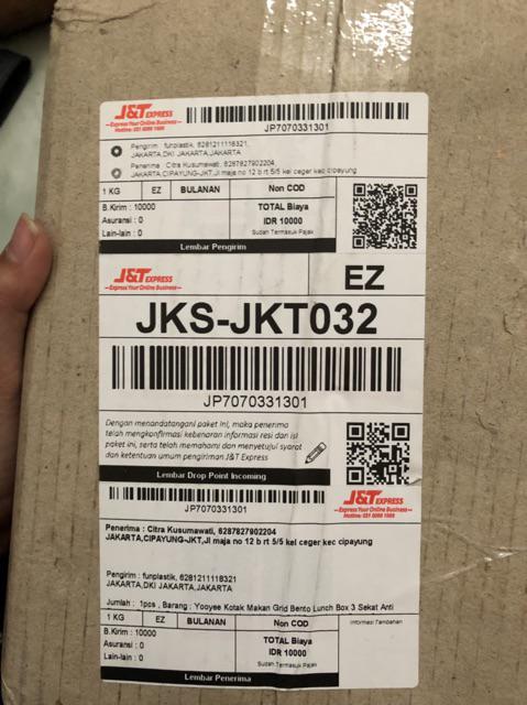 Yooyee Kotak Makan Grid Bento Lunch Box 3 Sekat Anti Bocor  - Packing Bubble Dan Karton