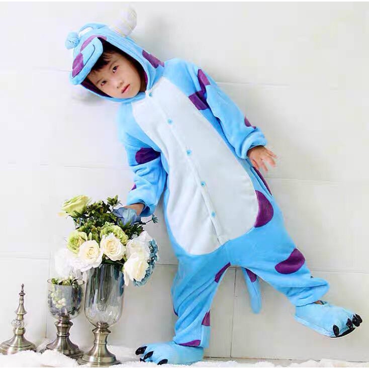 KOSTUM ONESIE SULLEY SULLIVAN MIKE ANAK PIYAMA COSPLAY PESTA MONSTER UNIVERSITY