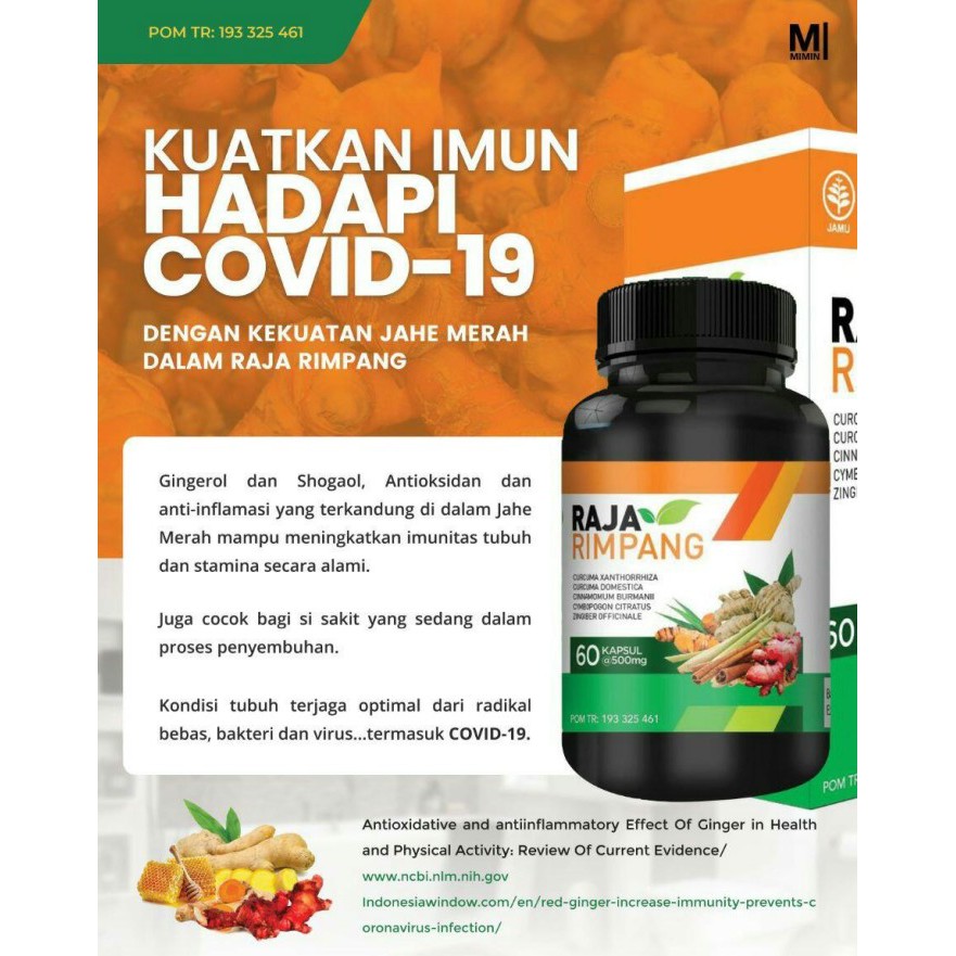 Raja Rimpang Imun Immune  Booster Meningkatkan Daya Tahan Tubuh Suplemen Herbal Dari Jahe Merah