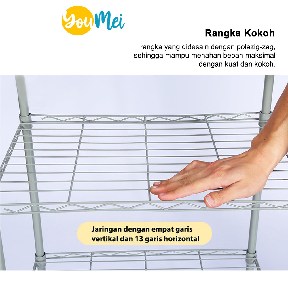 Rak Penyimpanan 4 Tingkat Stainlees Steel Rak Dapur Rak Serbaguna Murah Berkualitas Anti Karat  - 1002