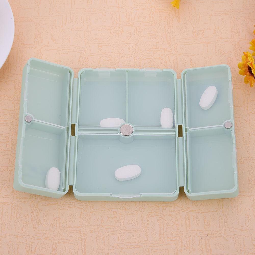 [ELEGANT] Pill Box Tablet Split Container Storage 4warna Kotak Lipat Magnet