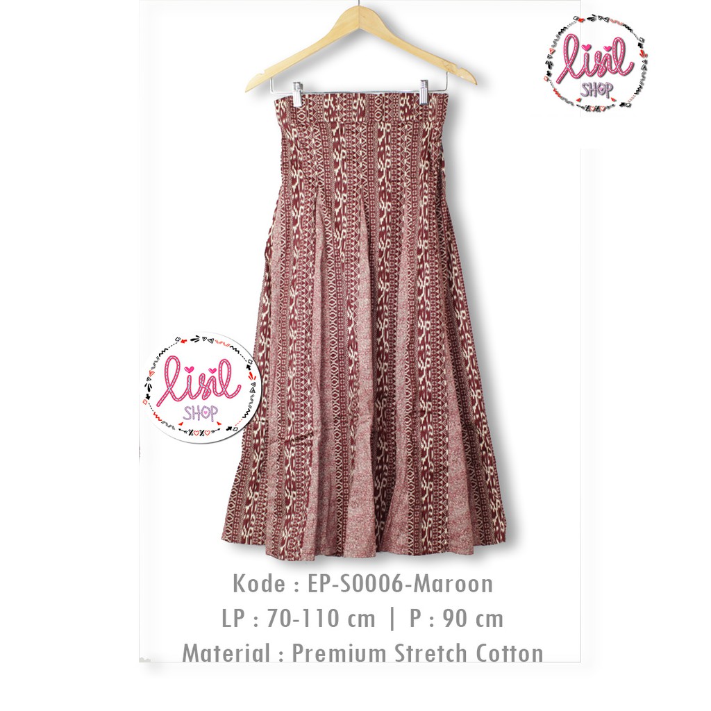 ROK BATIK WANITA Bawahan Batik ROK MUSLIM Rok Panjang Merah Maroon