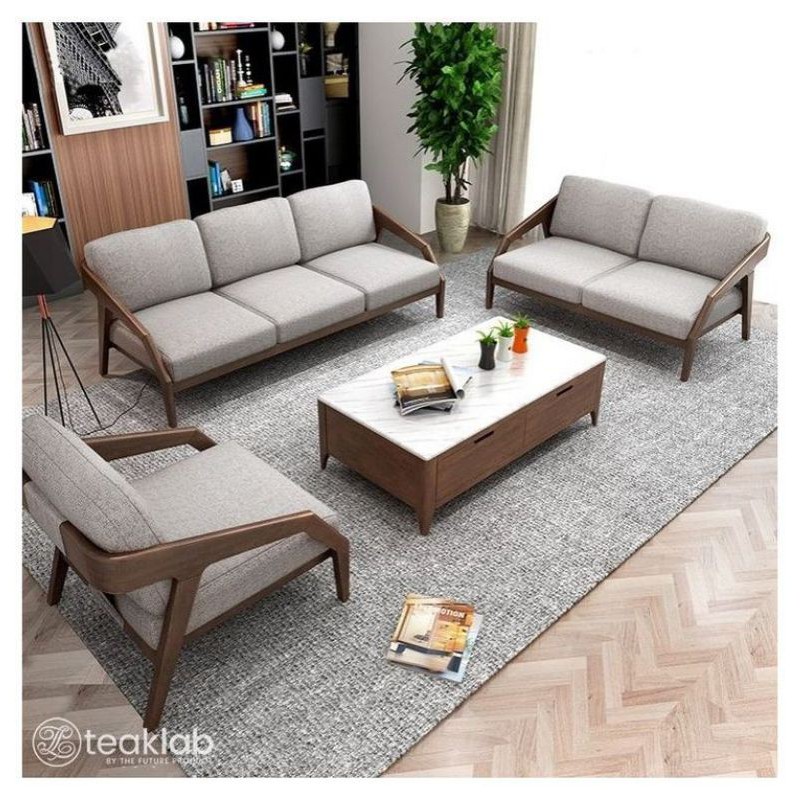 Jual Kursi Tamu Kursi Sofa Retro Minimalis Kayu Jati Dudukan Busa Tebal