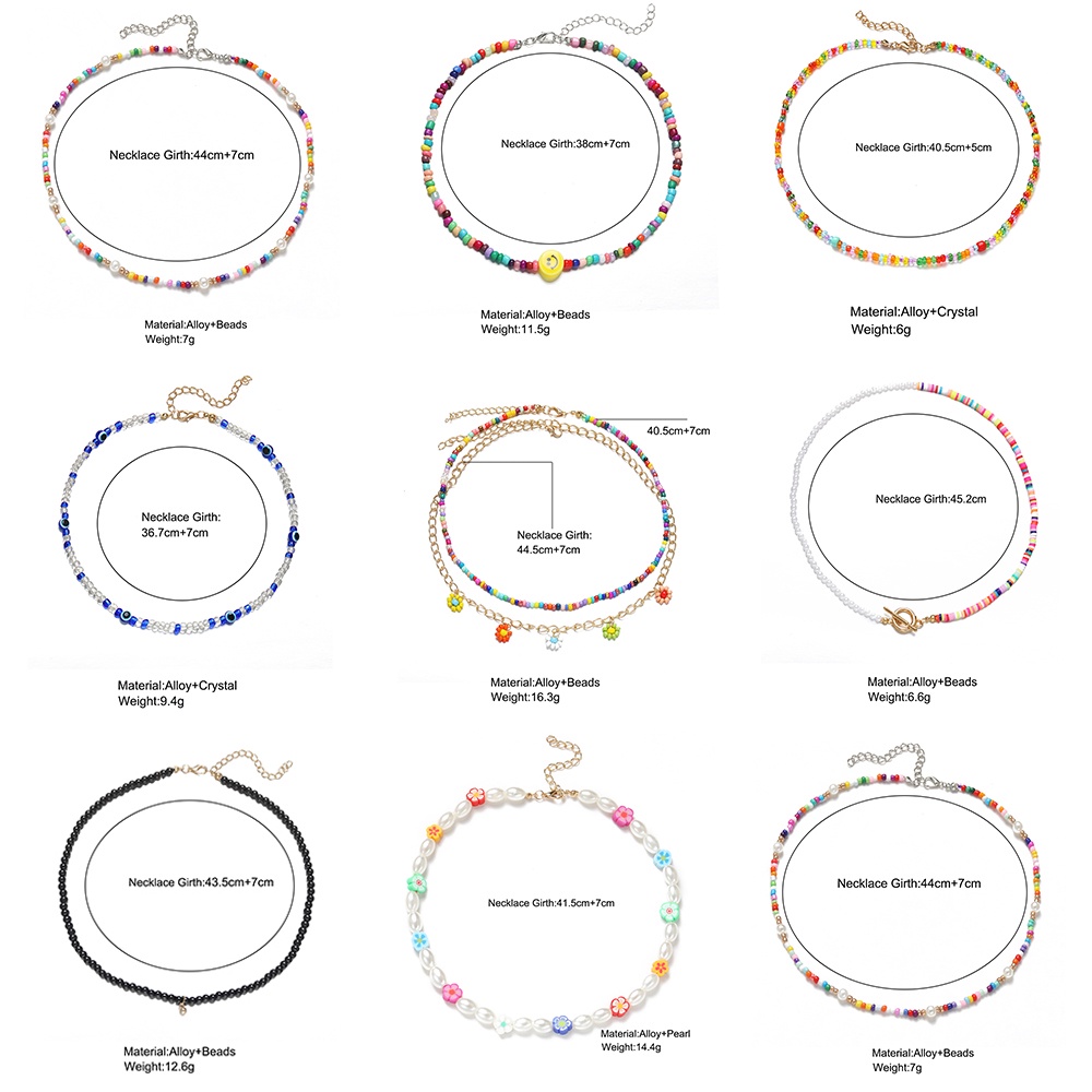 Kalung Choker Pendek Manik-Manik Biji-Bijian Sederhana Untuk Aksesoris Perhiasan Wanita