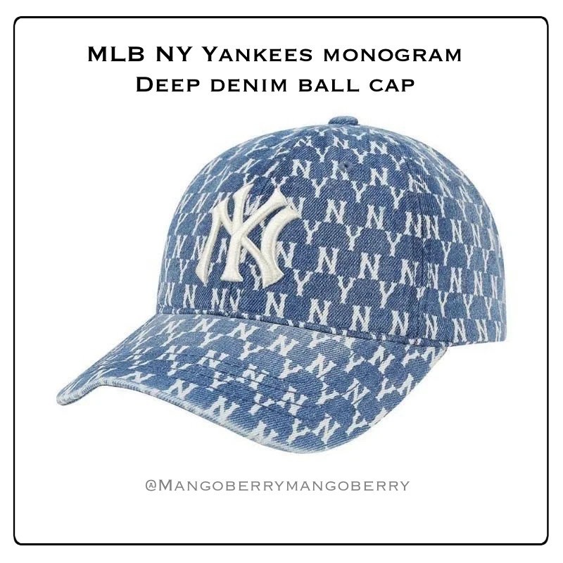 MLB NY Yankees monogram denim ball cap (DEEP BLUE DENIM)