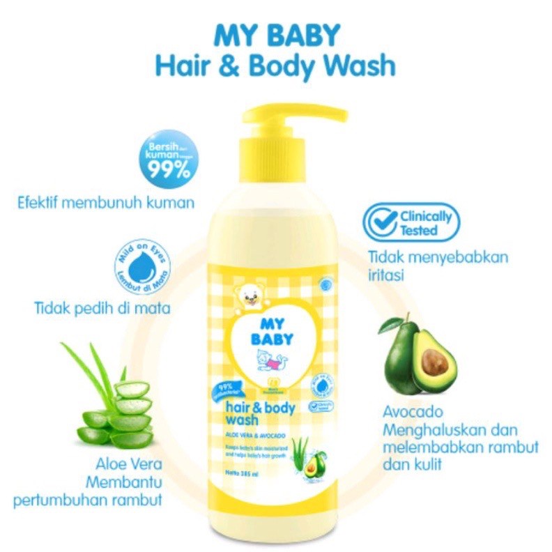 My Baby Hair &amp; Body Wash Pump 385ml dan refiil 400ml