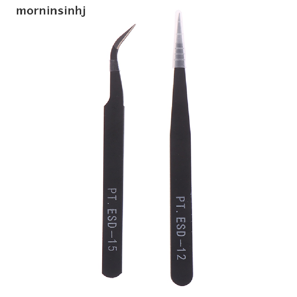 Mornin 1pc Esd-12 / 15 Pinset Stainless Steel Anti Statis