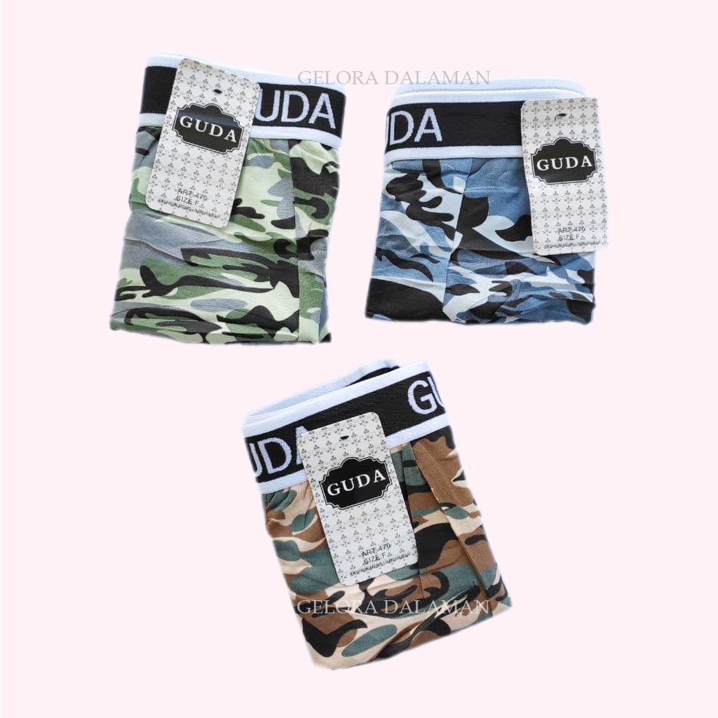 1Pcs Celana Dalam Boxer Pria Motif Army-Loreng