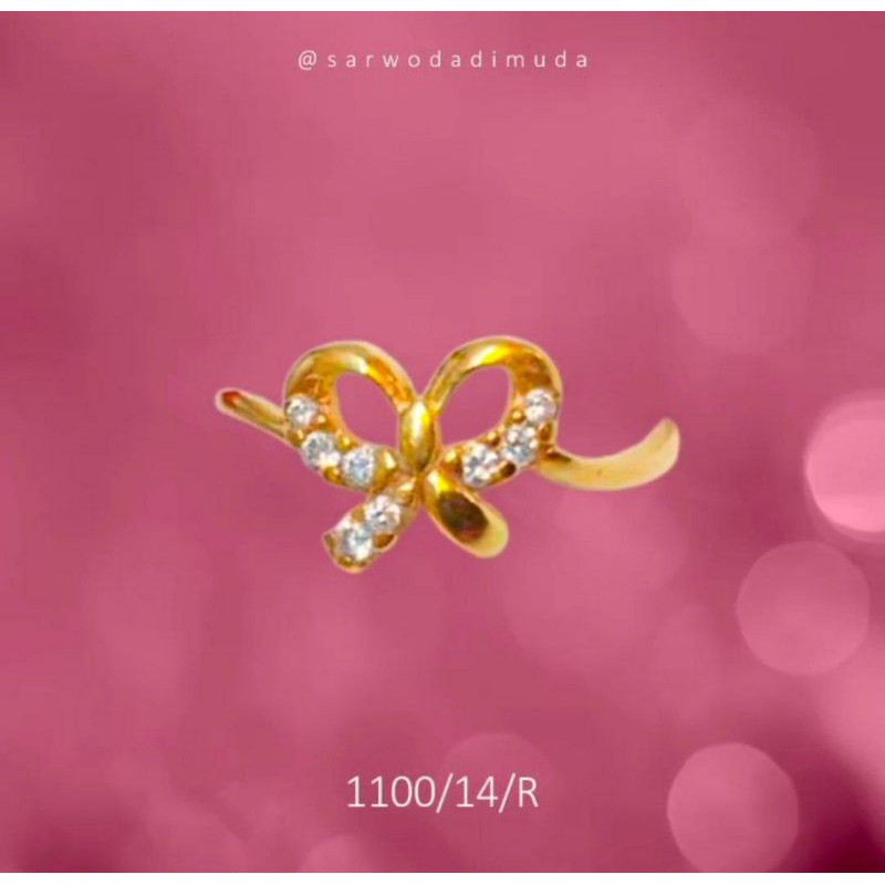 Cincin pernikahan pertunangan fashion perhiasaan emas 1,1 gram Size 14