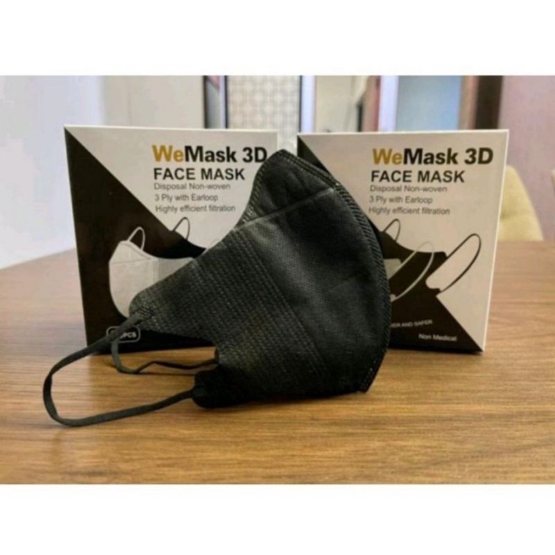 Masker duckbill garis hitam dan abu isi 50 pcs