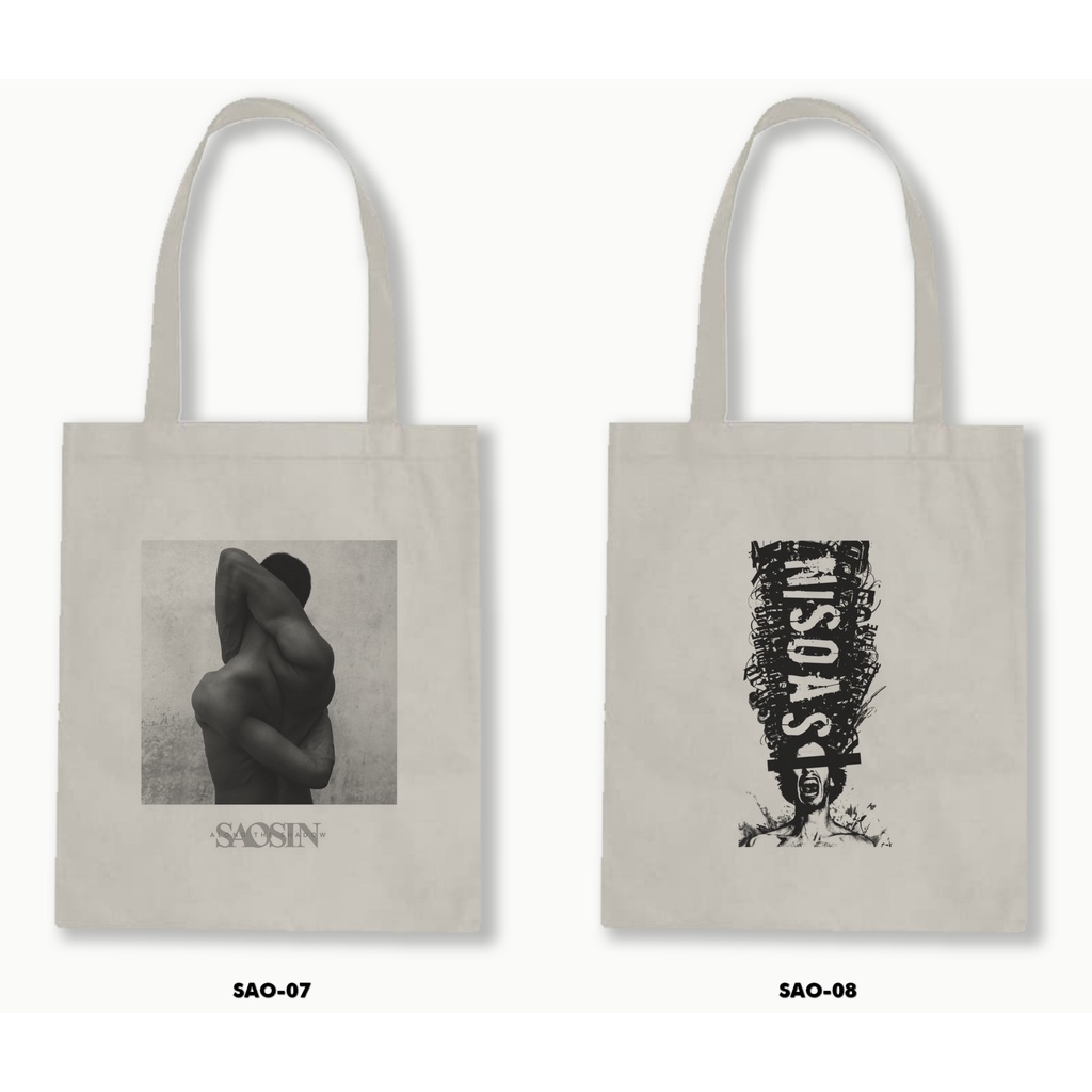 Tas Tote Bag Resleting Kanvas/Blacu  - Saosin