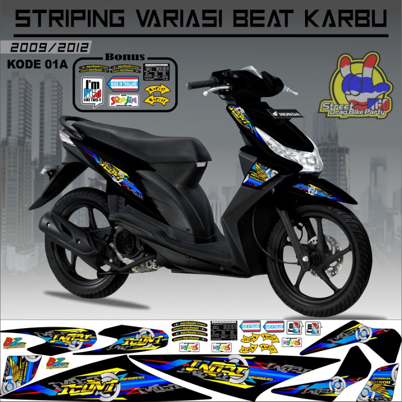 Striping Beat Karbu 2008 2009 2010 2011 2012 Variasi Sticker Stiker Skotlet Lis Motor Lis Body