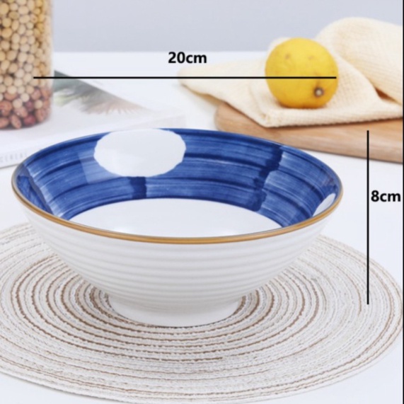 Jual Mangkok Ramen  Mangkok Keramik Jepang  Mangkok Ramen Keramik 8inc20 - Bulat Putih Diskon