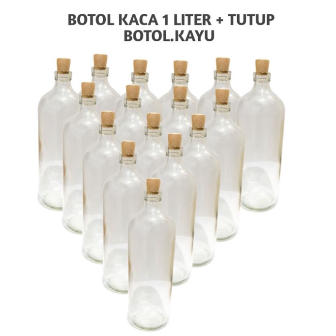 Botol Kaca 1 Liter Vintage / Botol Bensin / Botol Jamu / Botol Madu Kaca / Botol Baru !