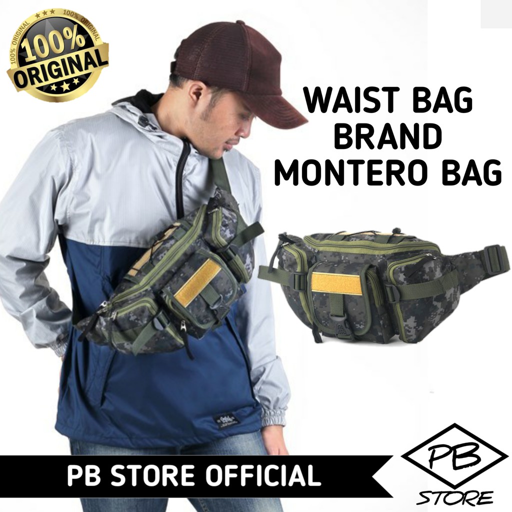 TAS SELEMPANG PINGGANG WAIST BAG SLING BAG MOTIF ARMY TENTARA PRIA 0RIGINAL BRAND MONTERO BAG MR 741