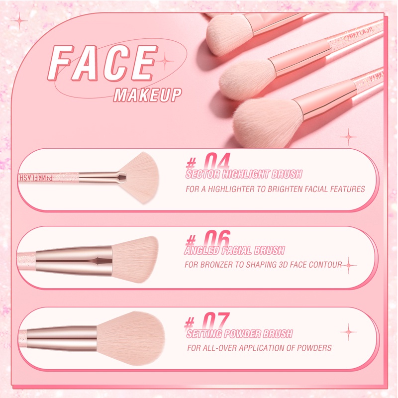 Pinkflash Makeup Brush Series - Eyebrow Brush/Eyeshadow Brush/Blush Brush/Highlight Brush/Contour Brush/Nose Shadow Brush/Powder Brush