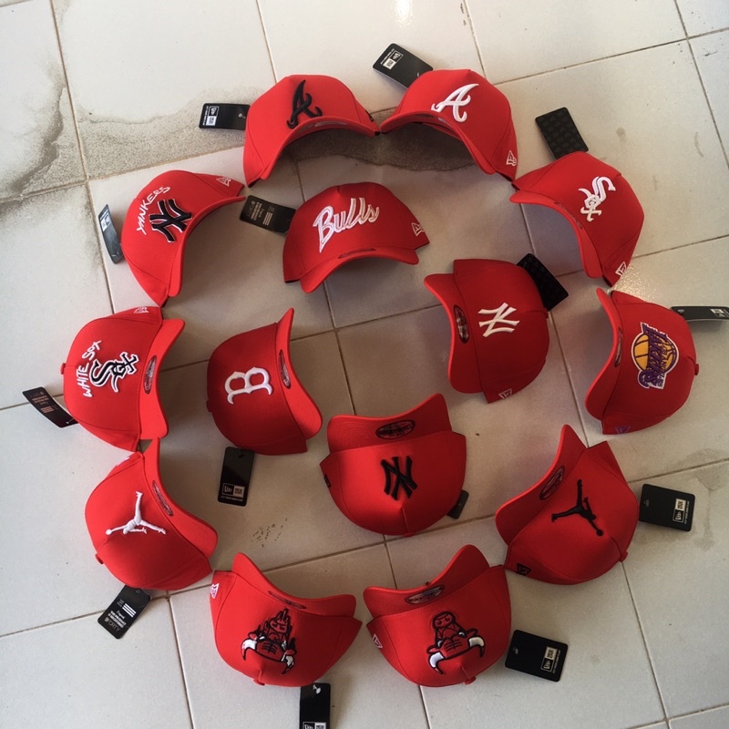 Topi Baseball Merah Yankees Lakers Banteng Sox Atlanta Grade Ori