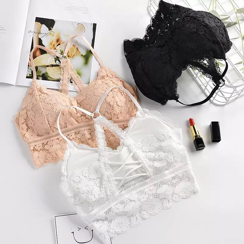 Blackpink Bra Renda Wanita Pakaian Dalam Bra Bralette Berongga Tanpa Jahitan 1222