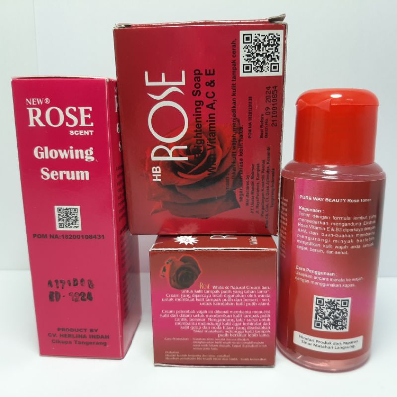 PAKET LENGKAP CREAM ROSE GLOWING ORIGINAL 4in1