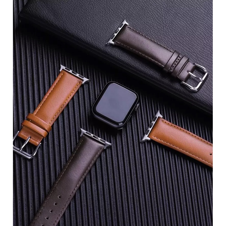 Leather Strap Apple Watch iWatch Tali Kulit  Series 7 6 SE 5 4 3 2 1 Smartwatch All Size IWO HW T55 T500