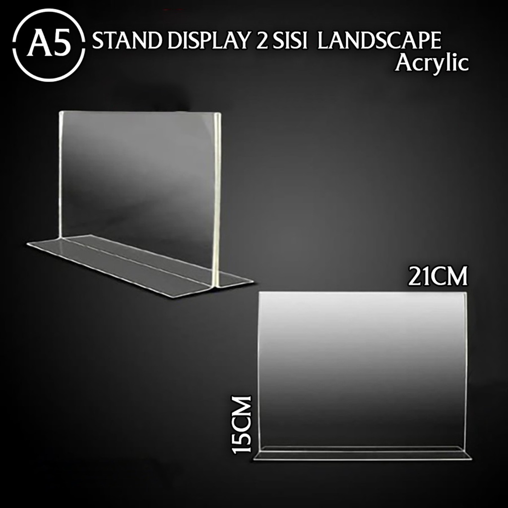 

Tent Card Acrylic Display A4 Landscape / Stand Akrilik Tent Holder Brosur 2 Sisi / Tempat Brosur