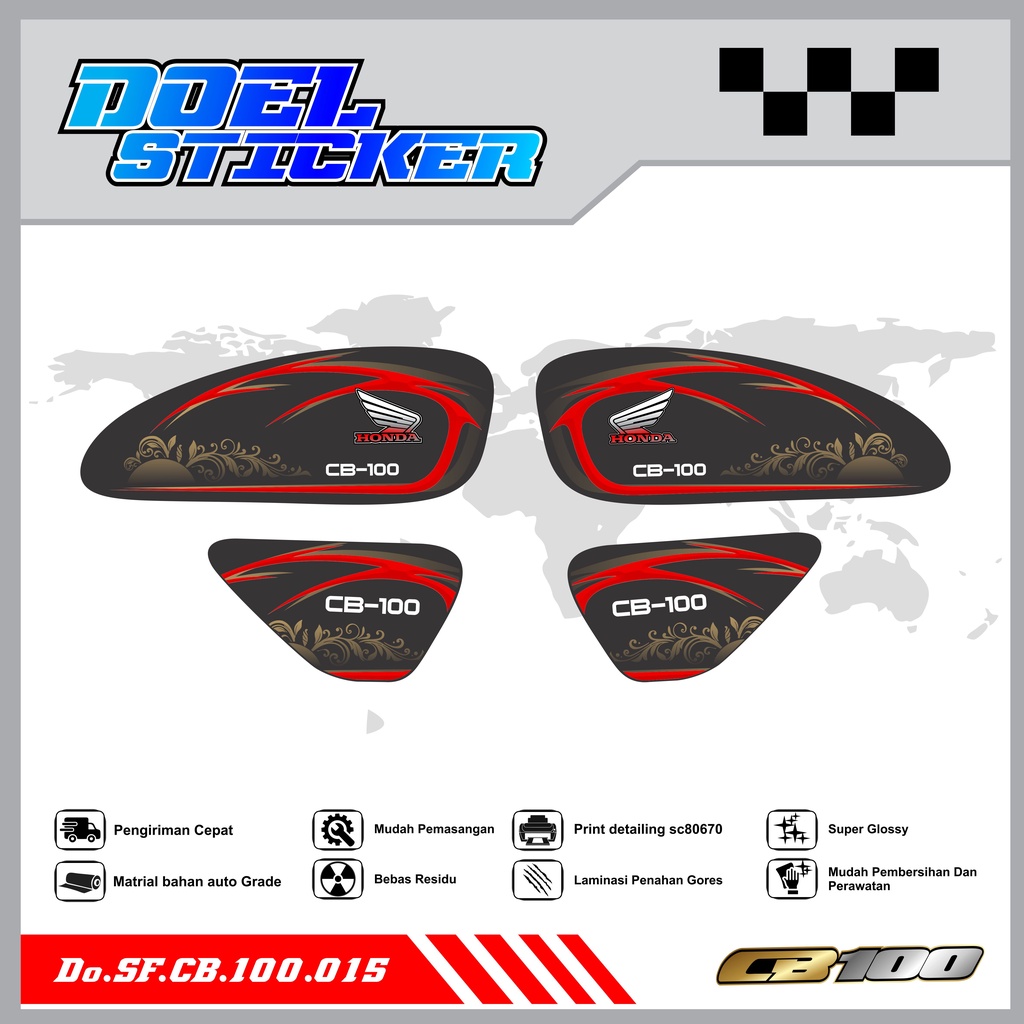 Sticker Striping Honda CB 100 List Variasi Hologram , Crome Doel  014