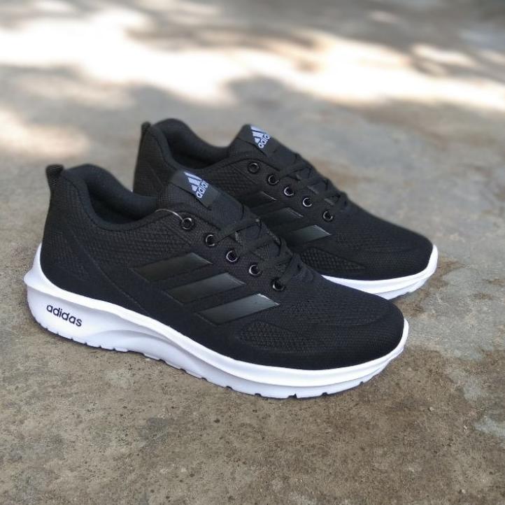 (STOK TERBARU) Sepatu Sekolah Adidas Hitam Putih - Hitam Polos Pria/Wanita Sepatu Kerja