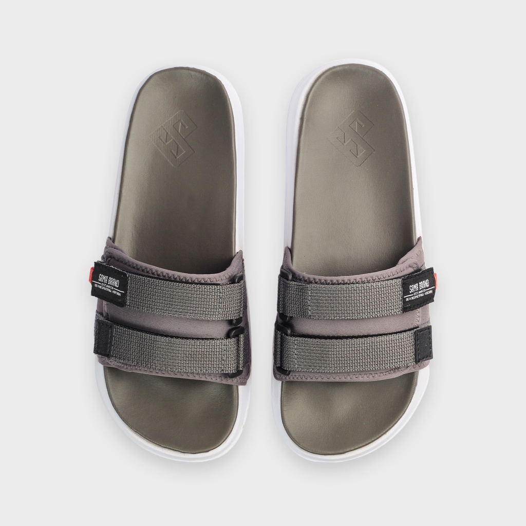 SONA GREY WHITE | Sandal Slide Simple Pria Flip Flop Ringan Slip Slop Sendal Santai Footwear