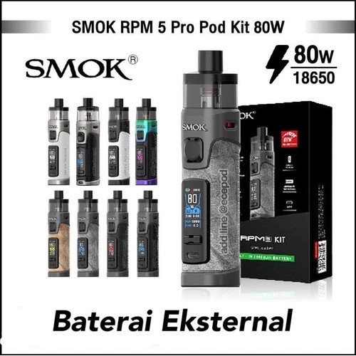 SMOK RPM5 PRO POD KIT TERBARU ORIGINAL EXTERNAL BATTERY