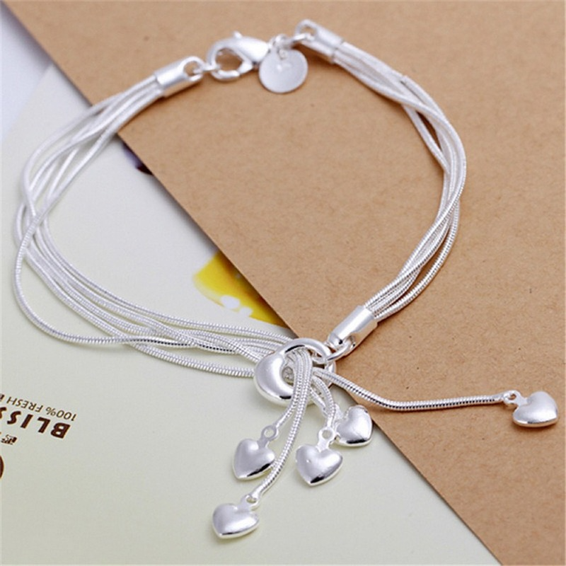 [Ready Stock]Fashion Personality Silver Plated Heart Bracelet Elegant Silver Bracelet