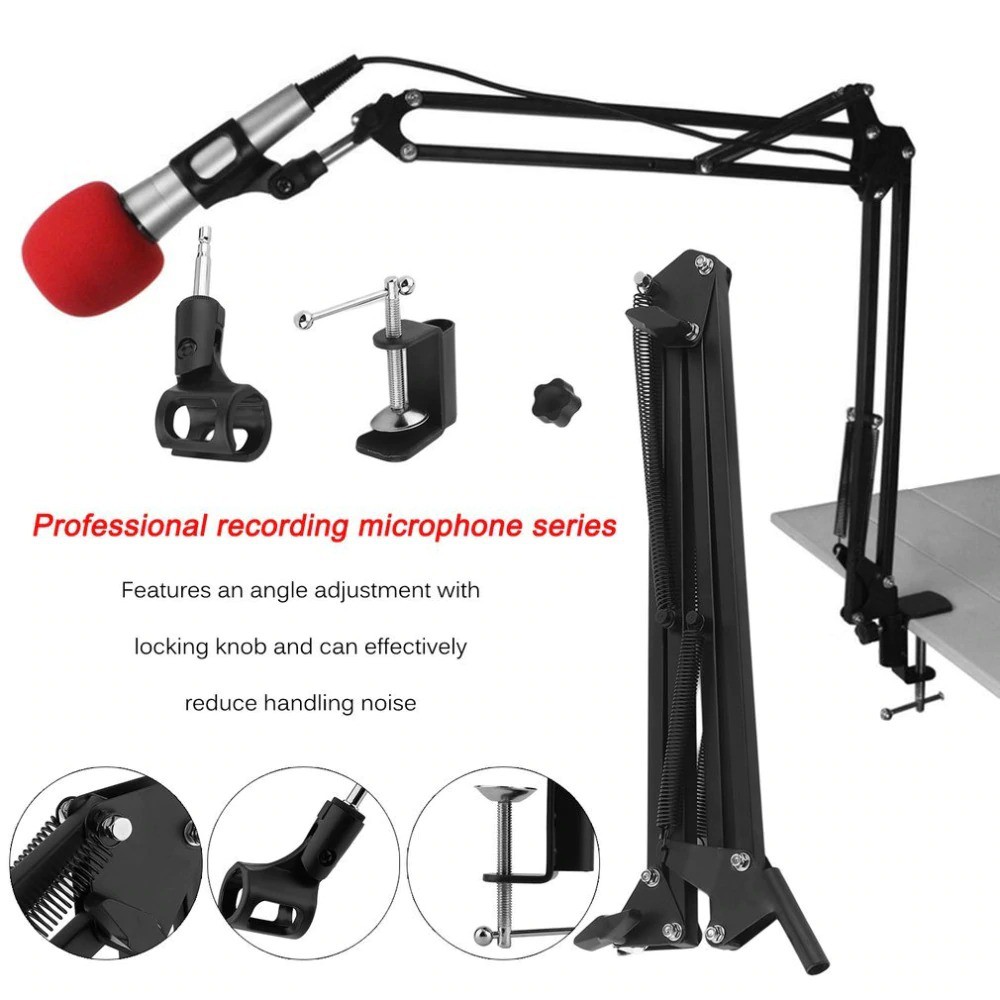 Microphone Mic Holder Stand Boom Arm Suspension Jepit Meja Scissor N35