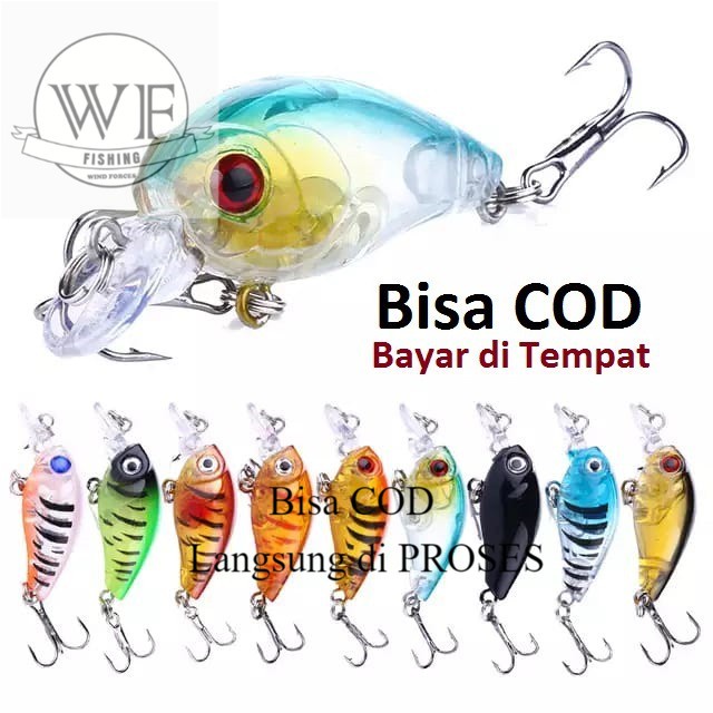 SATU SET (isi 9) 4,5cm/4gr Minnow Mini  Umpan Pancing Minnow 3D Lure Crankbait Ikan Bass ikan Wader