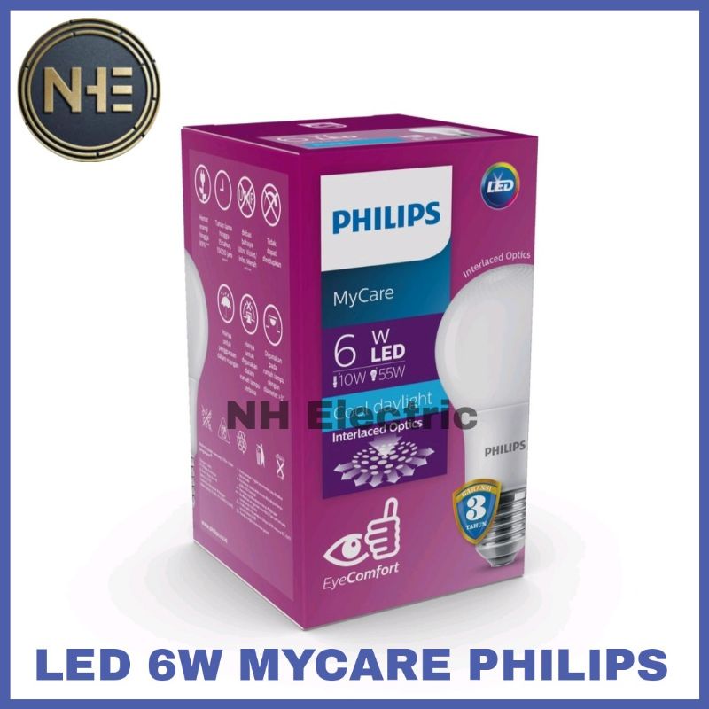 Lampu Led 6 Watt Mycare Ledbuld Putih Philips