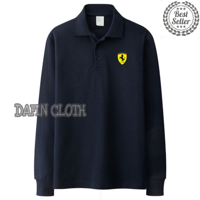 Polo Shirt Kaos Kerah Pria Lengan Panjang Ferrari Terbaru