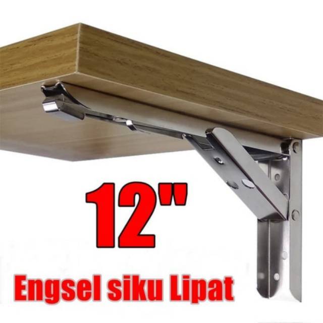 2pcs Bracket Engsel Siku Lipat/ Engsel Siku Meja Lipat 12"/ Engsel Siku Dinding Rak Bahan Stainless