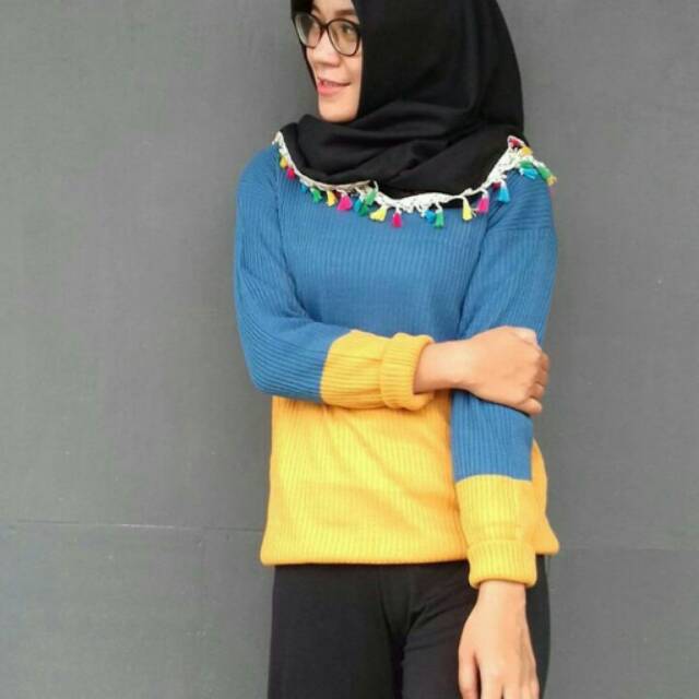 Adeline Sweater/ Pakaian Hangat/ Baju Muslim Wanita Modern Double Warna Harga Murah