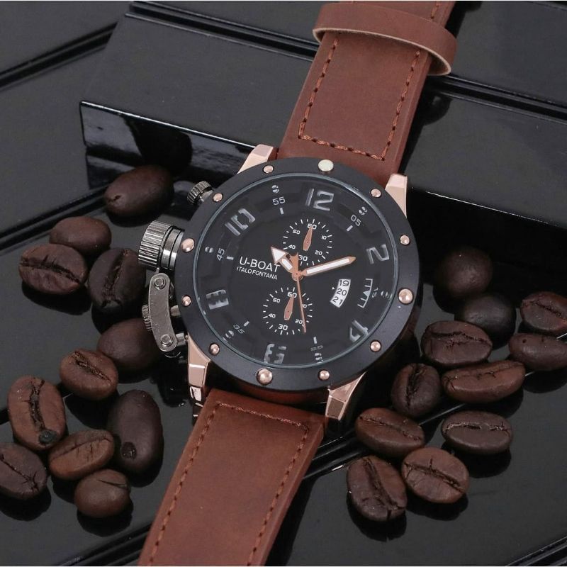 Jam Tangan U-Boat Jam Tangan Pria Kulit Terlaris Jam Tangan Fashion Keseharian