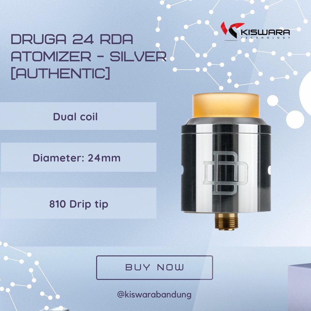 DRUGA 24 RDA Atomizer - SILVER [Authentic] KiswaraBandung