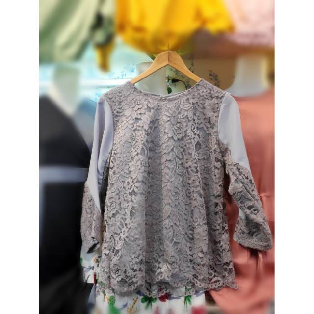 Atasan blouse brokat remaja wanita polos import