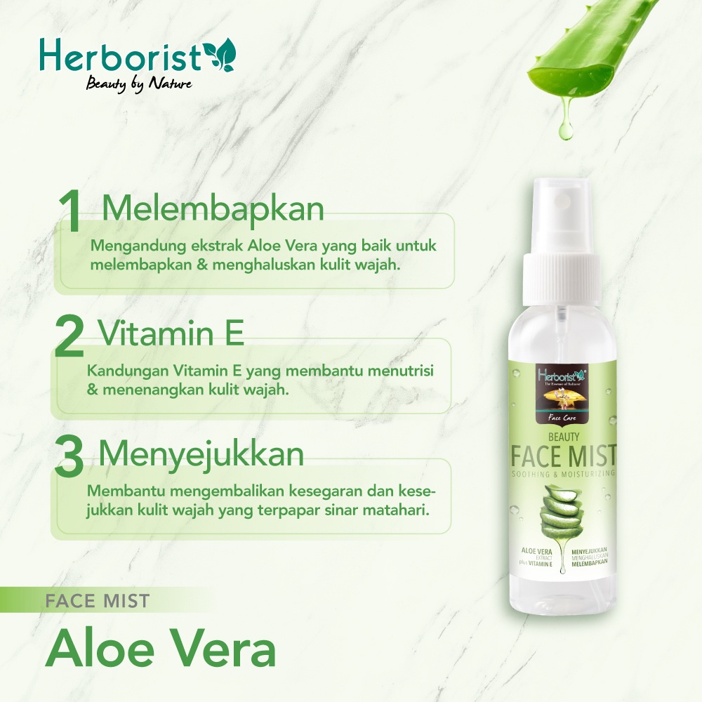 Herborist Aloe Vera Series Gel 98 persen Facial Wash Face Mist Moisturizer Lulur Body Wash (VH)