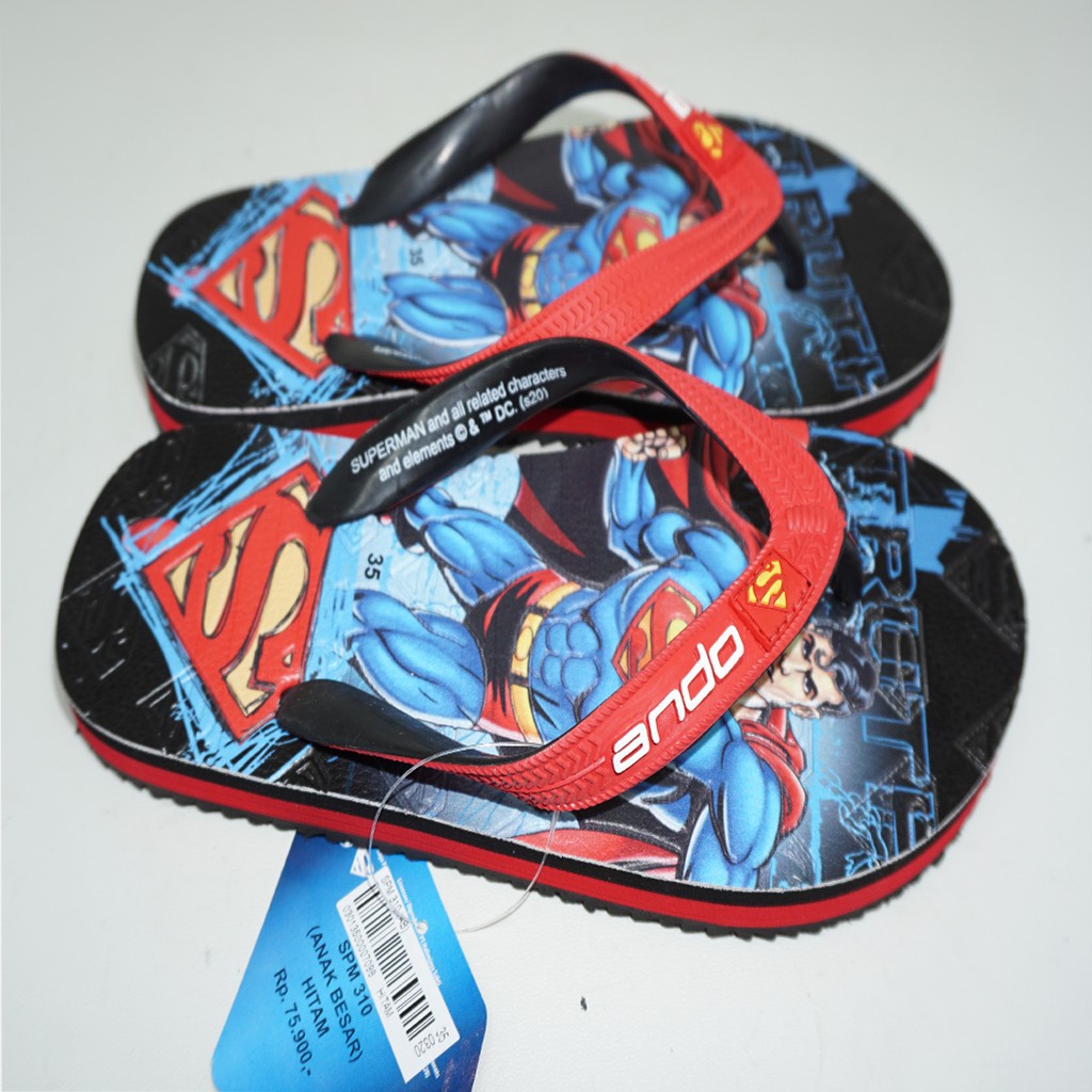 Sandal Jepit Anak Laki Laki Ando Original Superman 310 Hitam Termurah