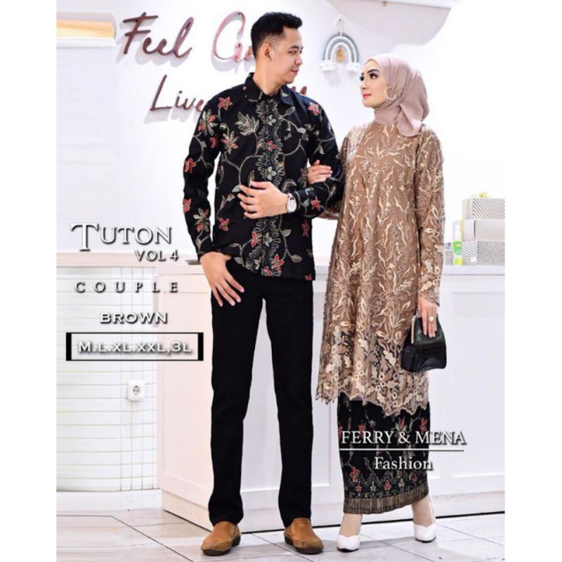 set Couple Pesta Tunik Tulle Tuton Full tulle Bordir Tebal