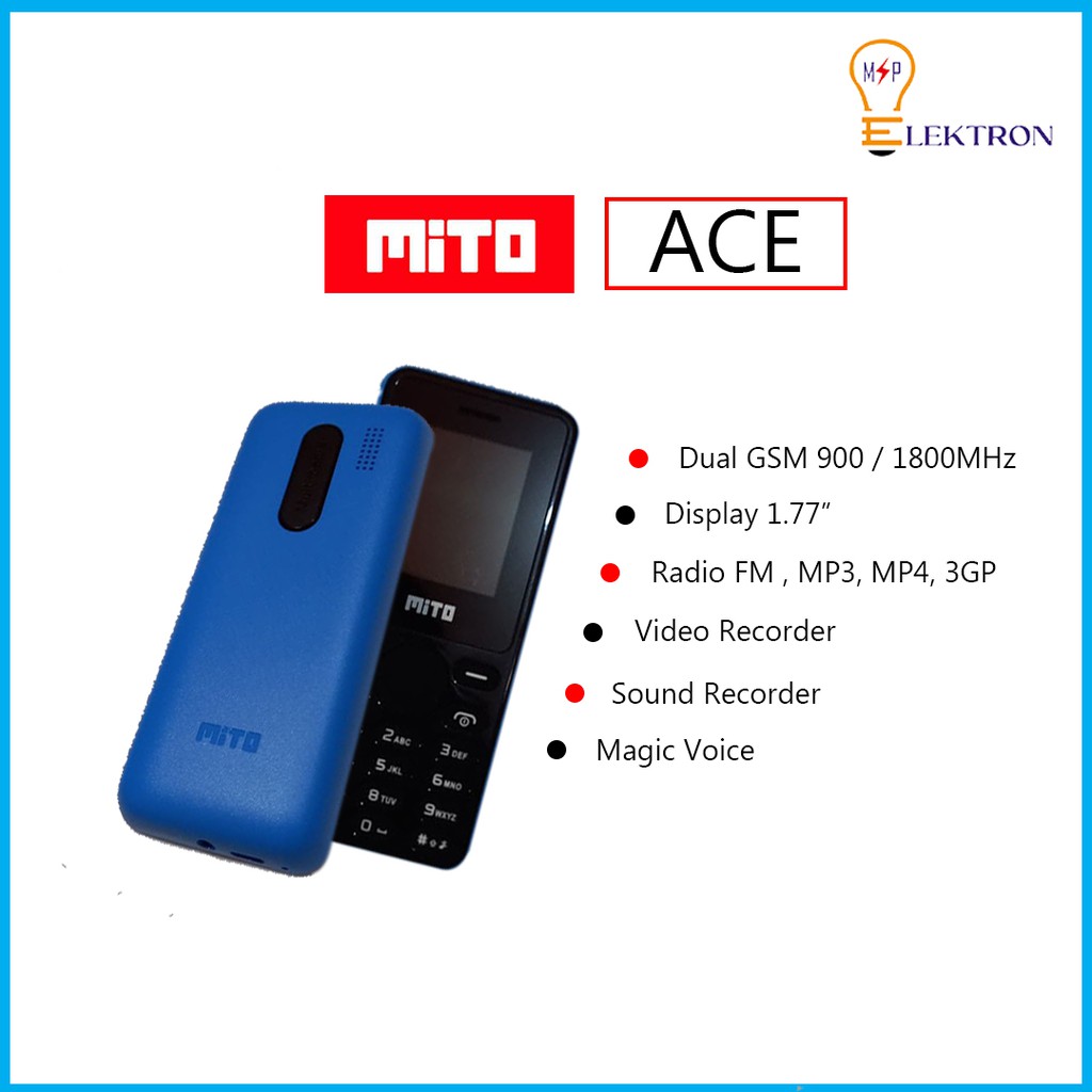 Hp Mito Model 101 ACE Handphone Jadul Feature Phone Dual Sim Gsm MP3 MP4 Radio Bluetooth WAP Garansi