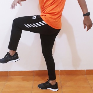 Trackpants X white logo celana panjang futsal  fitnes not 