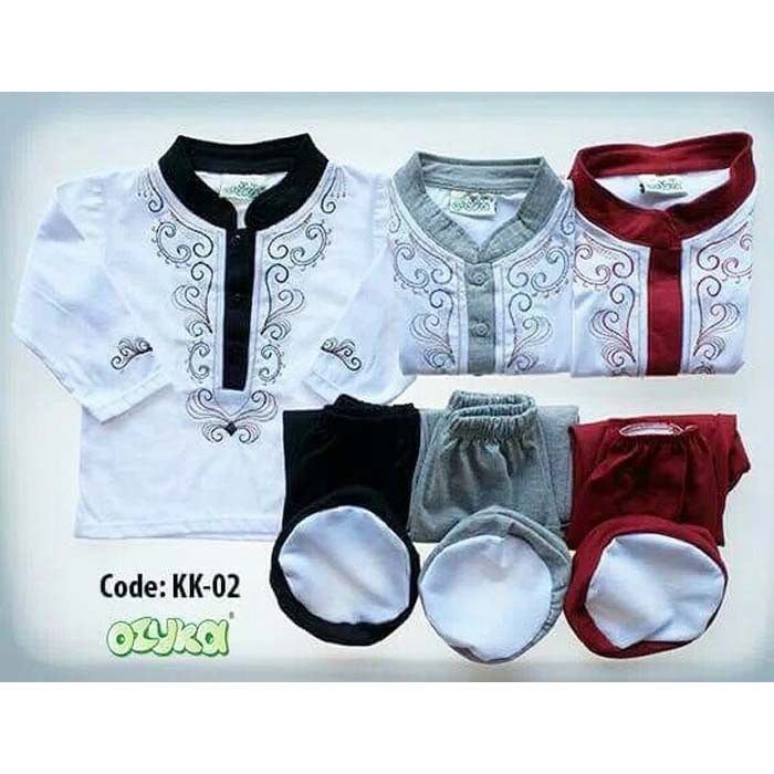 BAJU KOKO BAYI 6-12 Bulan SETELAN BAJU MUSLIM BAYI Anak Cowok Bahan Kaos Katun 100% Adem OZUKA