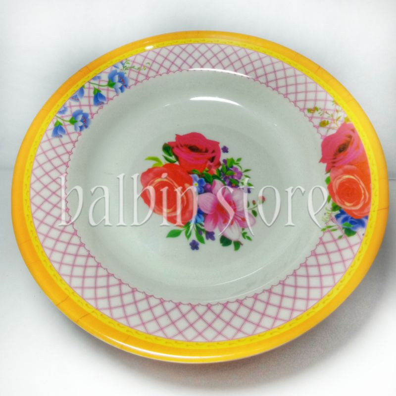 SALE 6 PCS PIRING MAKAN  M109 MELAMINE WARE MOTIF RED ROSE