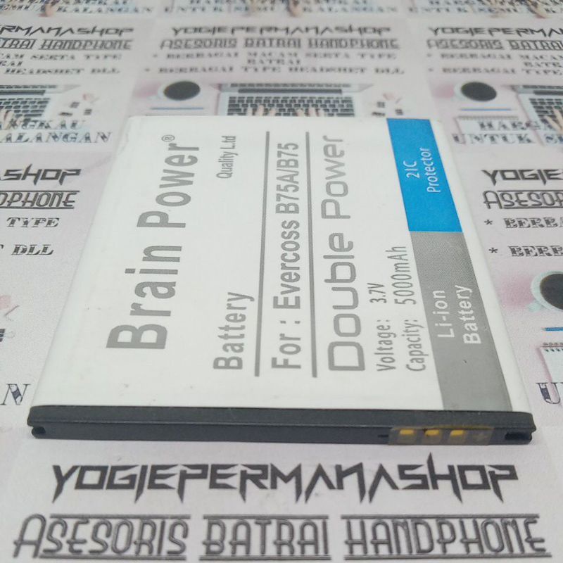 BATRE BATREI BATERAI BATTERY EVERCOSS B75A B 75A B75 A B 75 A B75 B 75 BRAIN DOUBLE POWER (5000 mAh)